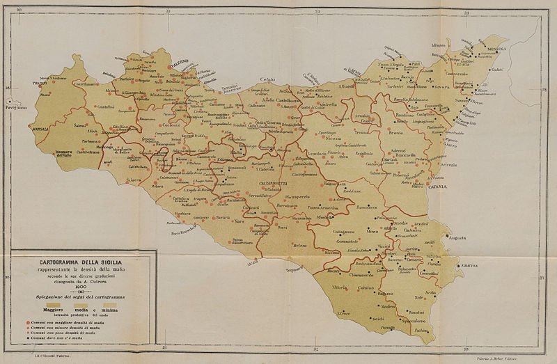 SicilianMafia1900Cutrera نقشه ی مافیا از سیسیل در سال 1900